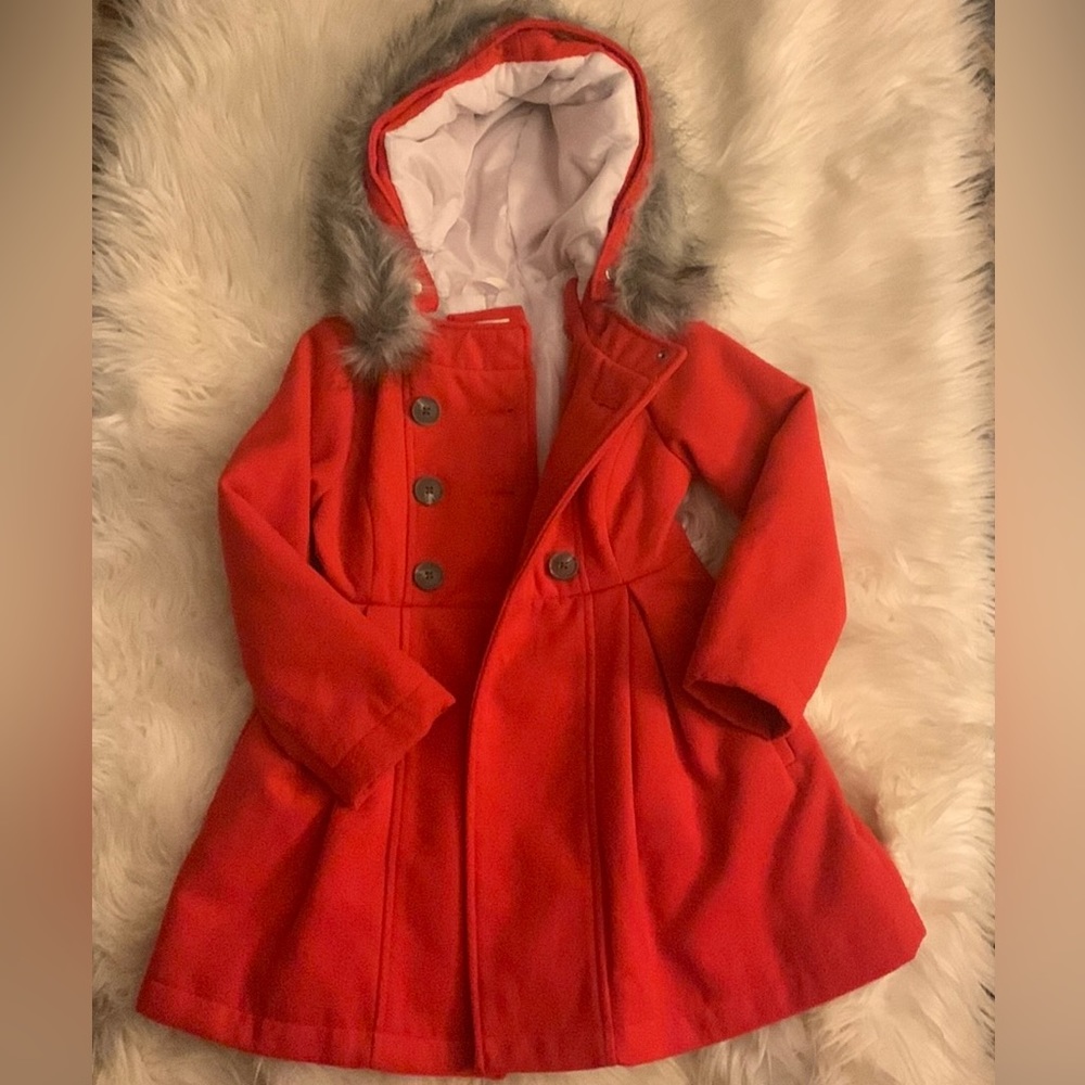 Cat and Jack size 4/5 girls red pea coat
